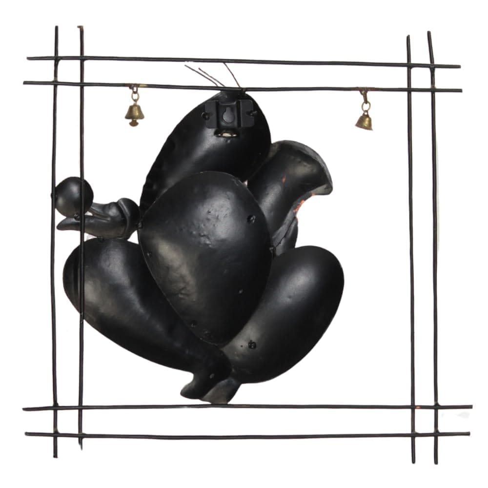 Handcrafted Metal Ganesha Wall Decor with Bells, 32x3x32 cm, Intricate Design Ideal for Living Room/Bedroom/Office/Spiritual Spaces