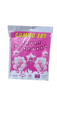 "Happy Birthday Decoration Kit - Pink and Silver Balloons, Banner, and Star Foil Balloons" "Happy Birthday Decoration Kit - Pink and Silver Balloons, Banner, and Star Foil Balloons"