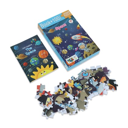 Space - Jigsaw Puzzle (100 Pieces + Educational Fun Fact Book Inside)