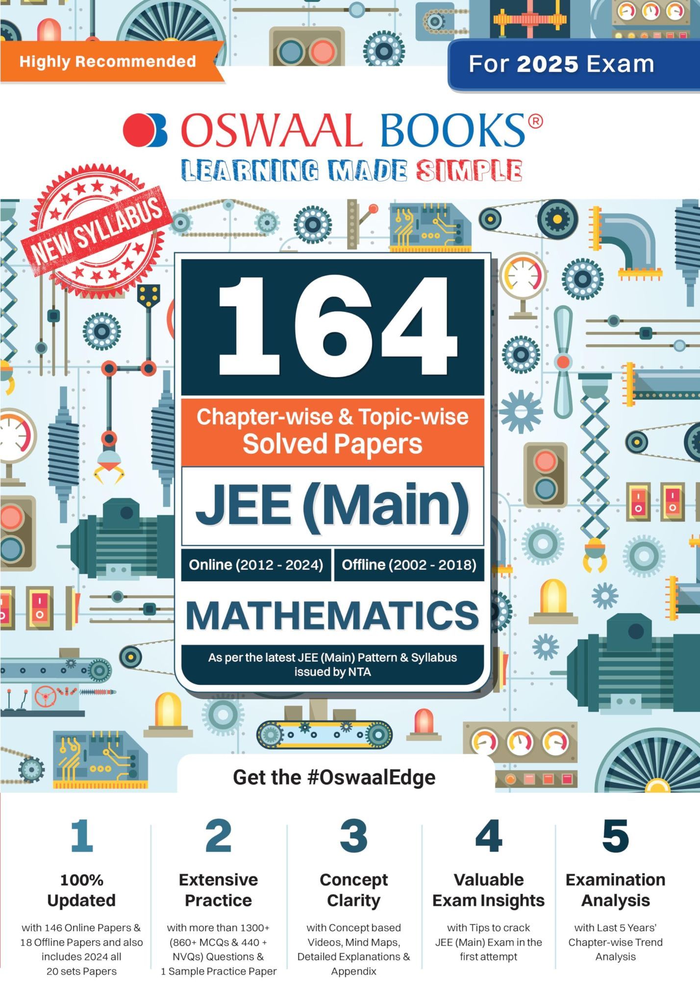Oswaal 164 Chapter-wise & Topic-wise Solved Papers JEE (Main) | Online (2012-2024) & Offline (2002-2018) | Mathematics Book | For 2025 Exams Oswaal Editorial Board