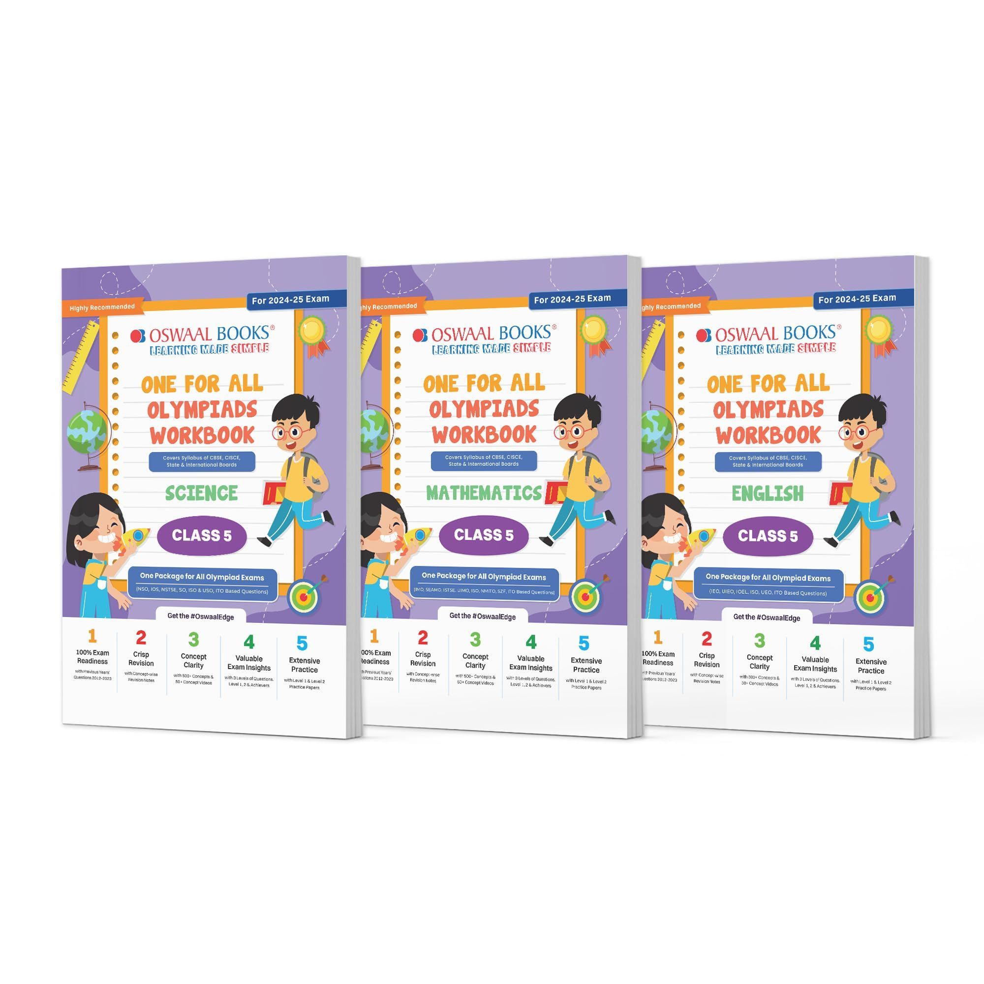 Oswaal One For All Olympiad Workbook Class 5 (Set of 3 Books) Maths, Science & English For 2024-25 Exam [Product Bundle] Oswaal Editorial Board