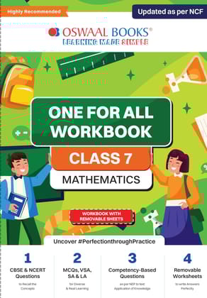 Oswaal NCERT & CBSE One for all Workbook | Mathematics | Class 7 | Updated as per NCF | MCQ's | VSA | SA | LA | For Latest Exam Oswaal Editorial Board