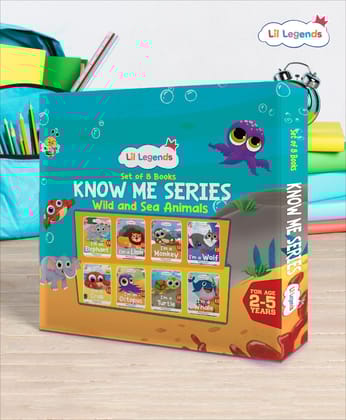 Oswaal Lil Legends Gift Set: Know Me Series Boxset of 8 Wild & Sea Animal Books for Kids | Includes Wolf, Monkey, Lion, Elephant, Whale, Turtle, Octopus, Crab | Ideal for young animal lovers! [Product Bundle] Oswaal Editorial Board