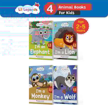 Oswaal Lil Legends Know me Series, Fascinating Wild Animal Books- I am an ELEPHANT, I am a LION, I am a MONKEY and I am a WOLF (Set of 4 Books) Exciting Illustrated Books for kids, Age 2+ [Product Bundle] Oswaal Editorial Board