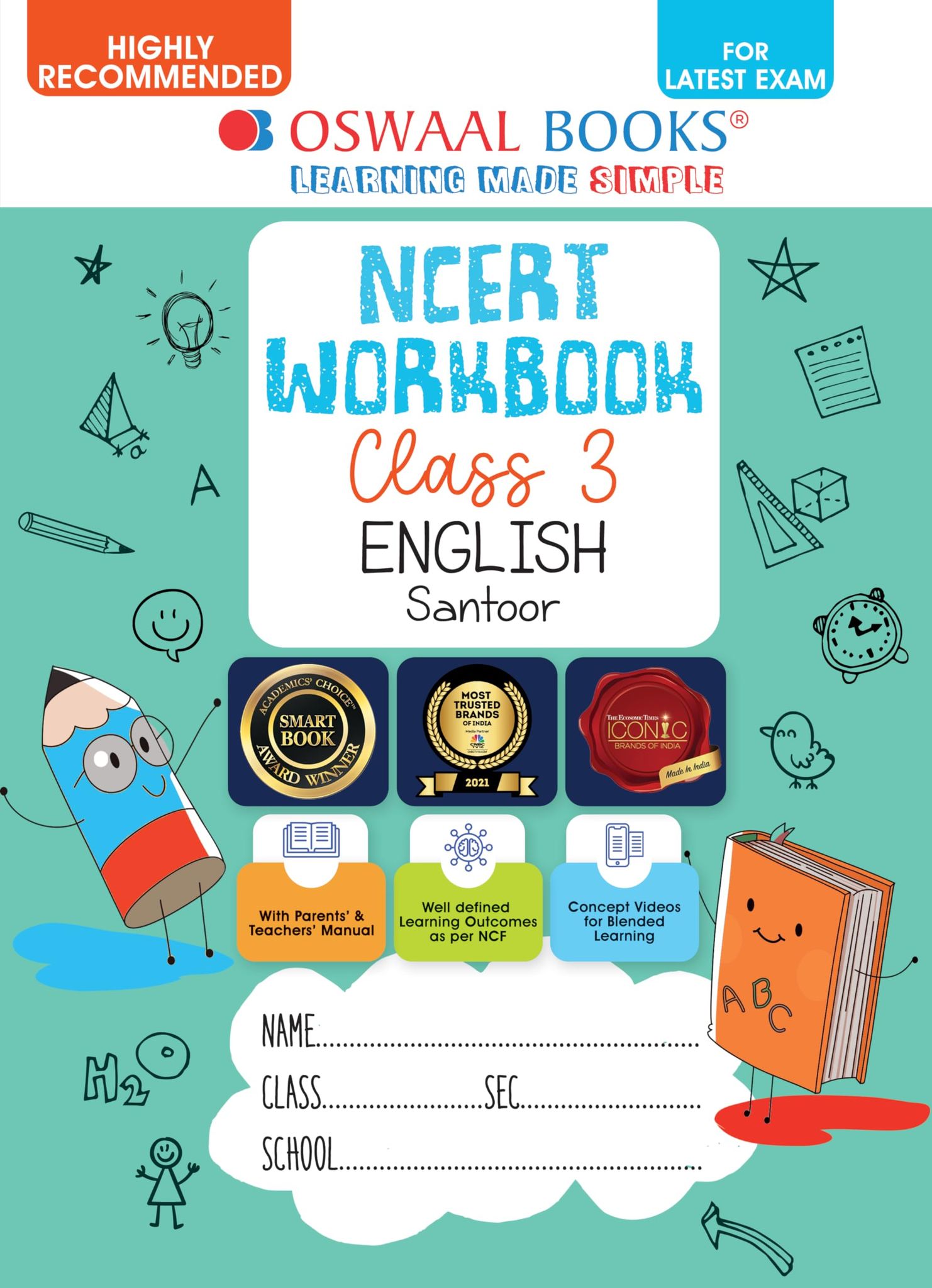 Oswaal NCERT Workbook English (Santoor) Class 3 (For Latest Exam) [Paperback] Oswaal Editorial Board