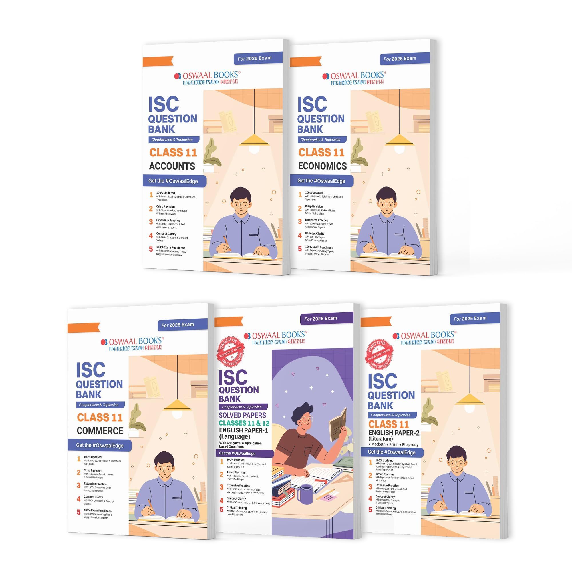 Oswaal ISC Question Bank Chapter-wise Topic-wise Class 11 (Set of 5 Books) Accounts Economics Commerce English Paper-1 & 2 For 2025 Board Exams Oswaal Editorial Board
