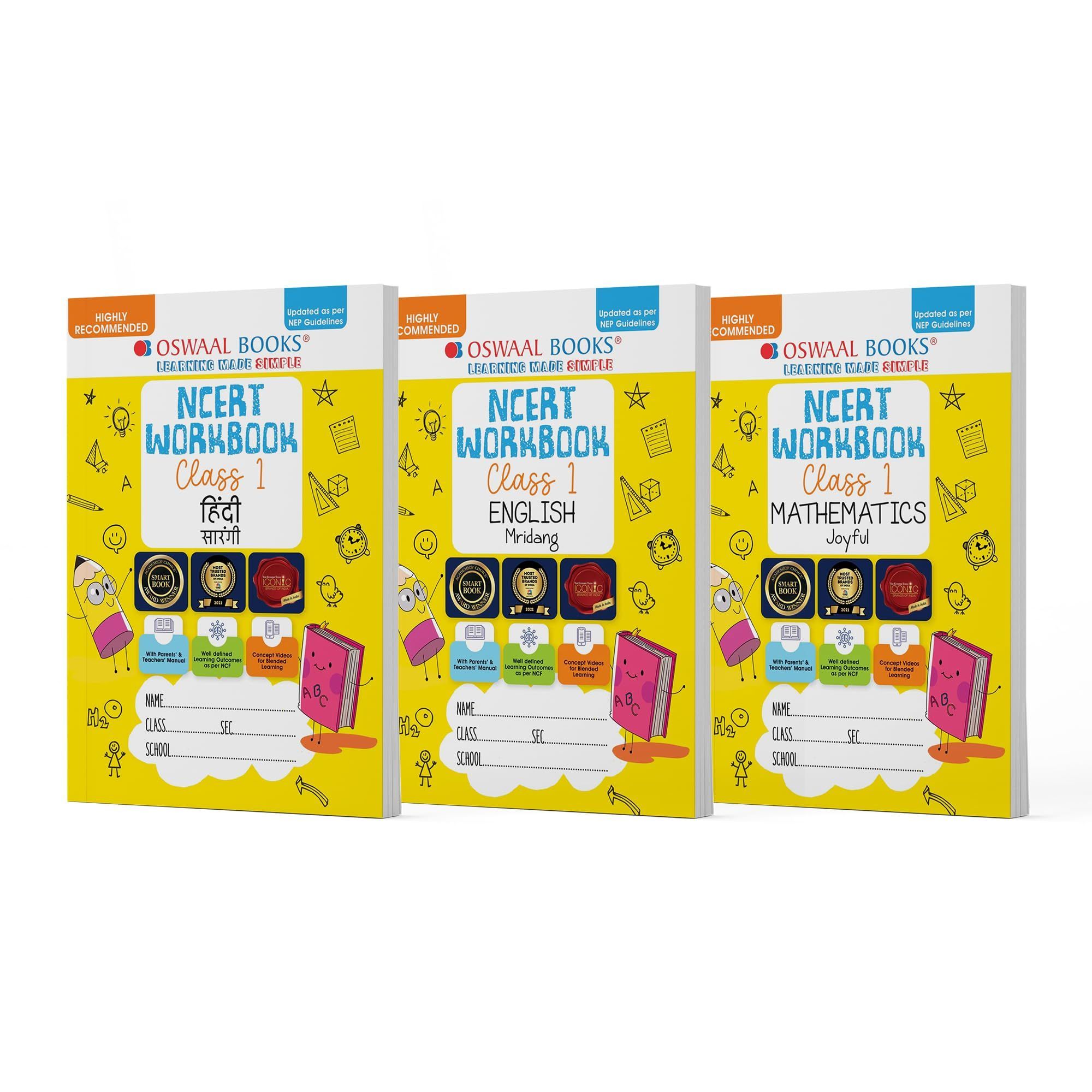 Oswaal NCERT Workbook Class 1 Hindi Saarangi, English Mridang and Mathematics Joyful (Set of 3 Books) (For Latest Exam) Oswaal Editorial Board