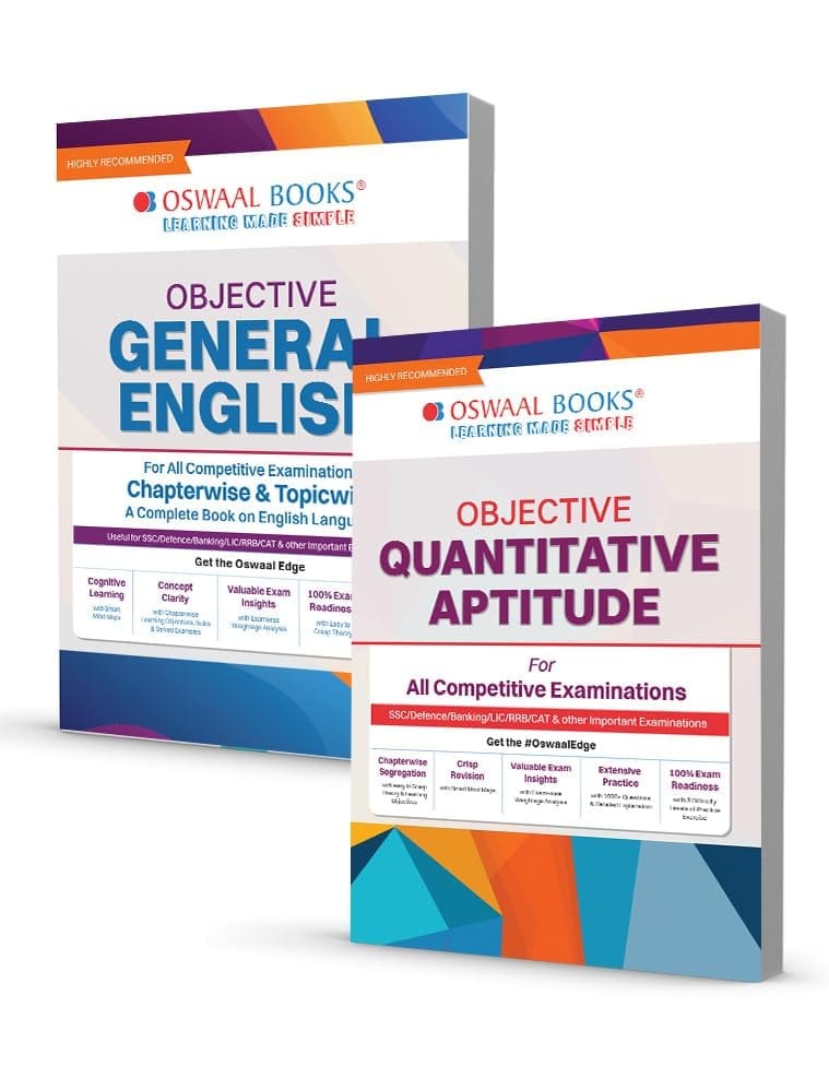 Oswaal Objective General English + Quantitative Aptitude For All Competitive Examinations Chapter-Wise & Topic-Wise (Set of 2 Books) Oswaal Editorial Board