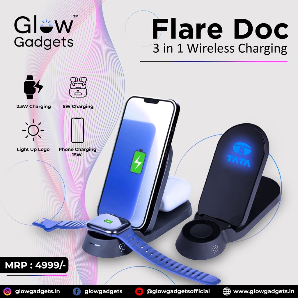 Glow Gadgets Flare Dock 3 in 1 Wireless charger