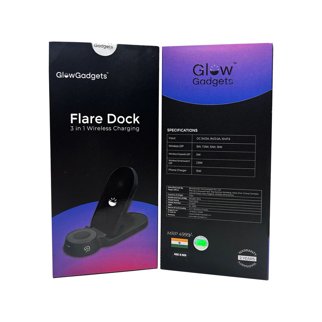 Glow Gadgets Flare Dock 3 in 1 Wireless charger