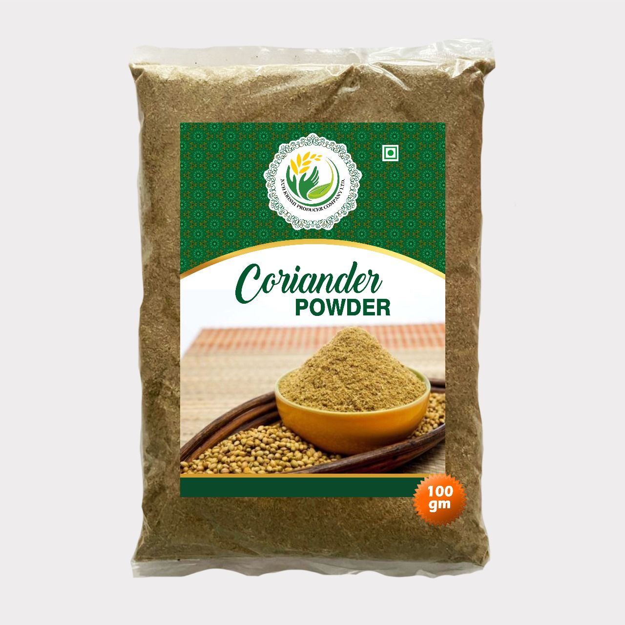 Pure Coriander Powder 100 gm by Nuh Krishi Producer – Pure, Aromatic & Farm-Fresh. 