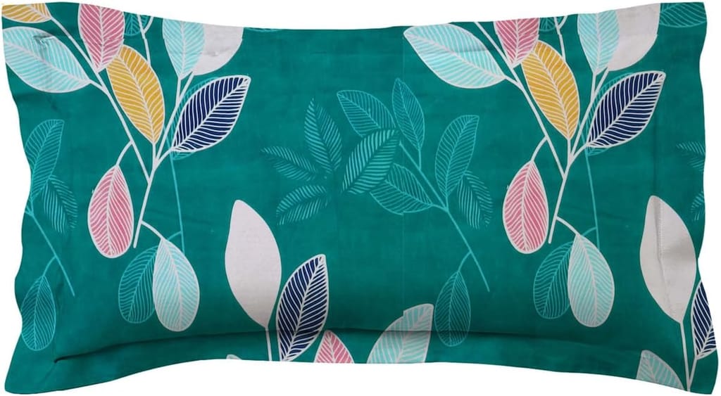  Green Leaves Single Bed Sheet with 1 Pillow Cover