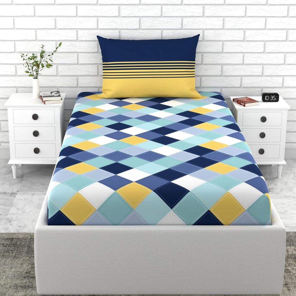 Yellow and Navy Plaid Sheet Set - Full