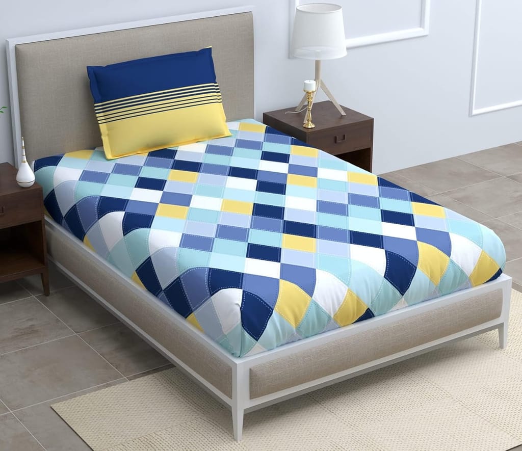 Yellow and Navy Plaid Sheet Set - Full