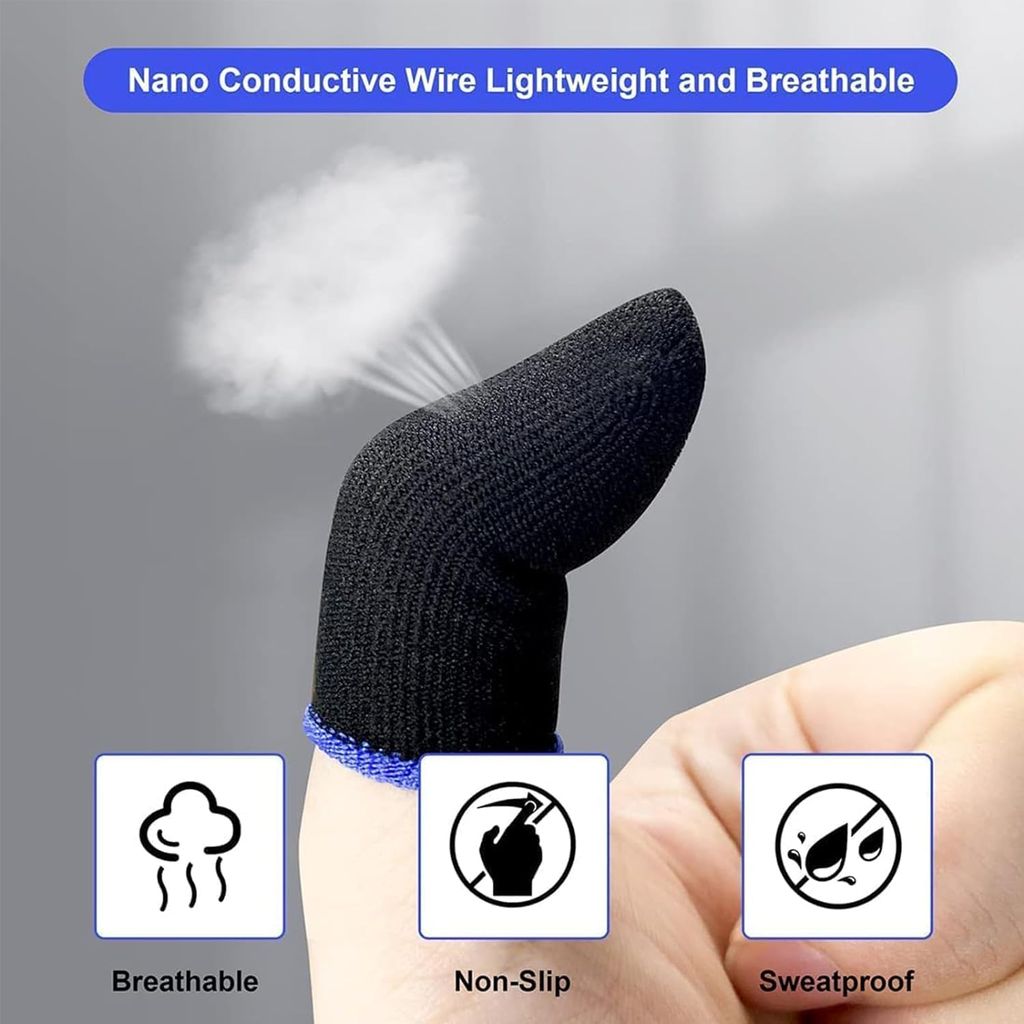 LIRAMARK Pubg Anti-Slip Thumb Sleeve, Slip-Proof Sweat-Proof Professional Touch Screen Thumbs Finger Sleeve for Pubg Mobile Phone Game, Garena FreFire, COD Mobile, Asphalt etc (1 Pair - 2 Peices)