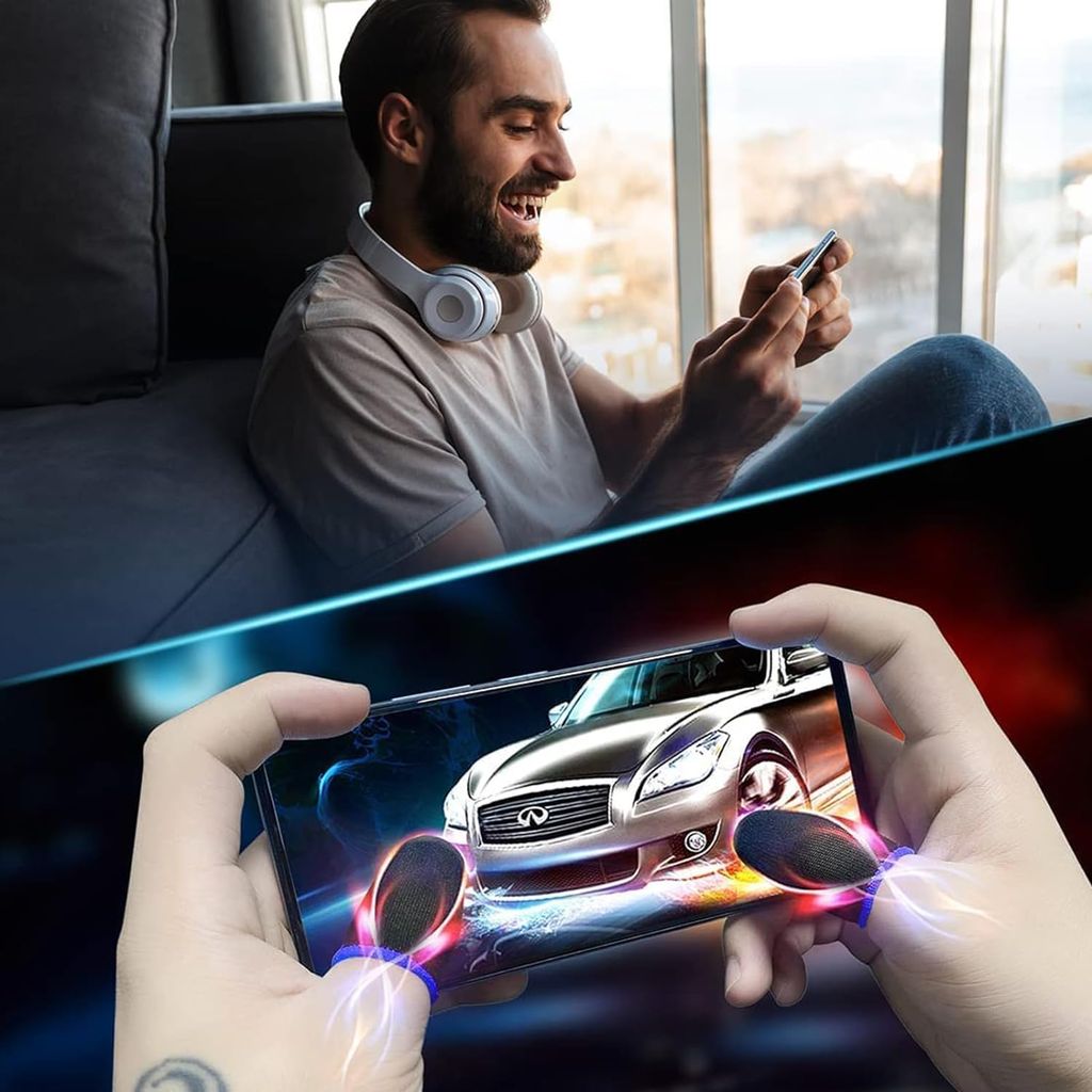 LIRAMARK Pubg Anti-Slip Thumb Sleeve, Slip-Proof Sweat-Proof Professional Touch Screen Thumbs Finger Sleeve for Pubg Mobile Phone Game, Garena FreFire, COD Mobile, Asphalt etc (1 Pair - 2 Peices)