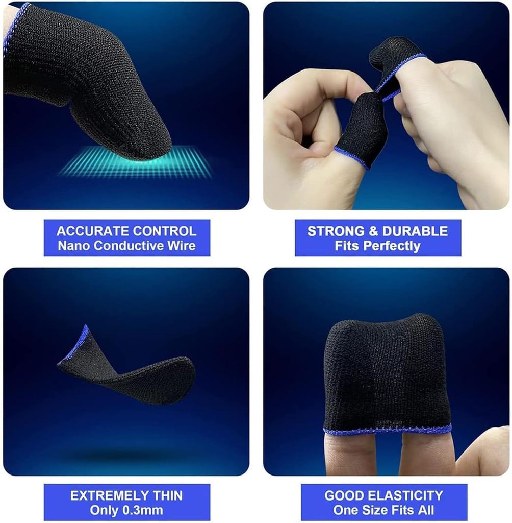 LIRAMARK Pubg Anti-Slip Thumb Sleeve, Slip-Proof Sweat-Proof Professional Touch Screen Thumbs Finger Sleeve for Pubg Mobile Phone Game, Garena FreFire, COD Mobile, Asphalt etc (1 Pair - 2 Peices)