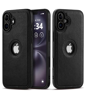 LIRAMARK PU Leather Flexible Back Cover Case Designed for iPhone 16 Plus