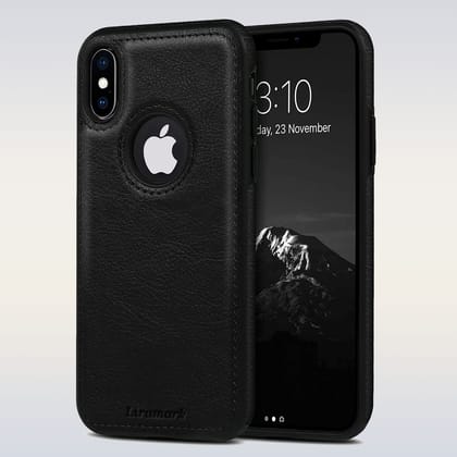 LIRAMARK PU Leather Flexible Back Cover Case Designed for iPhone X/Xs