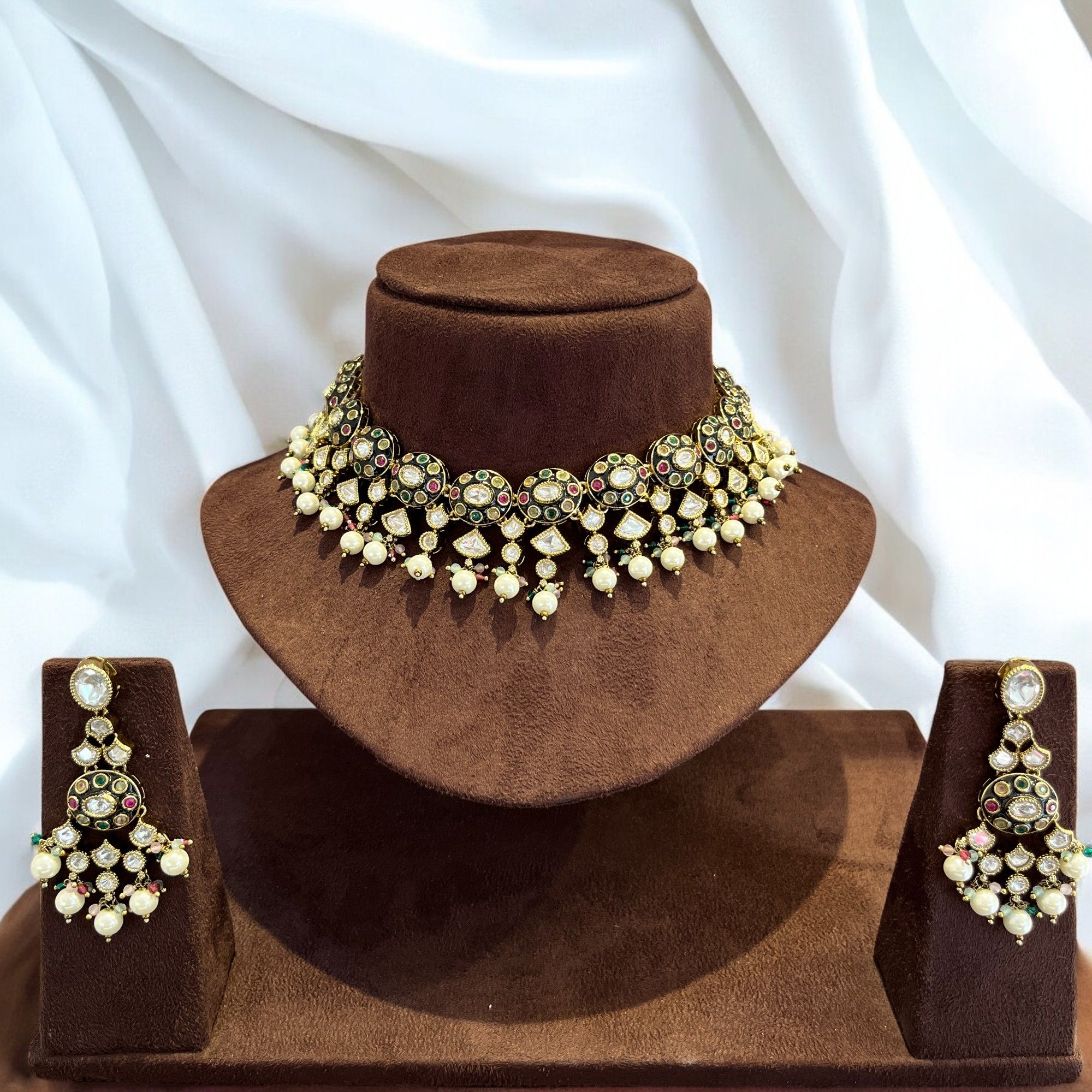 Kundan Choker Necklace Set With Pearls By Dia Art Jewels
