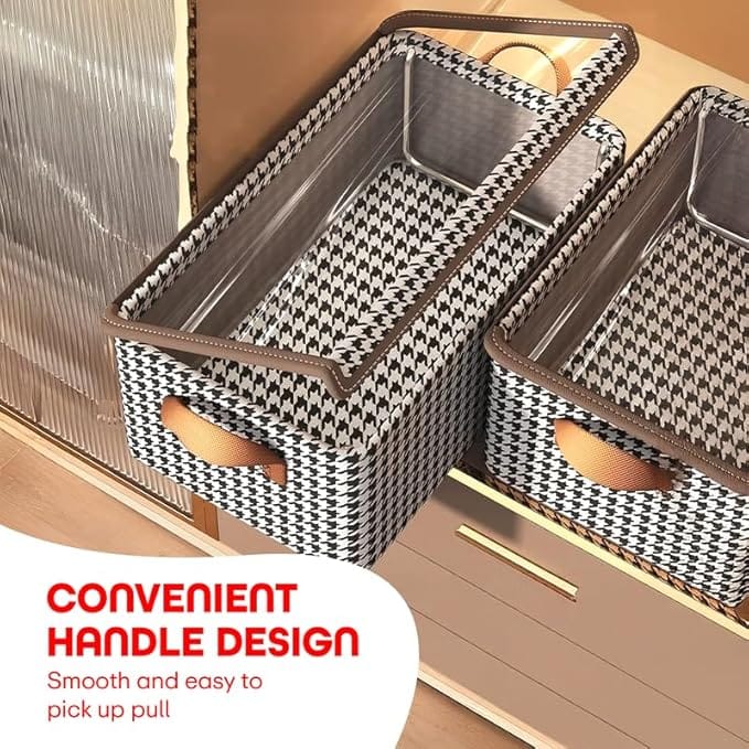 Wardrobe Closet Organizer for Clothes Storage Pack of 2 Foldable Washable Non-Woven Box with Lid Metal Frame & Handles Ideal for Almirah Drawer & Cupboard Perfect for Shirts Pants Jeans