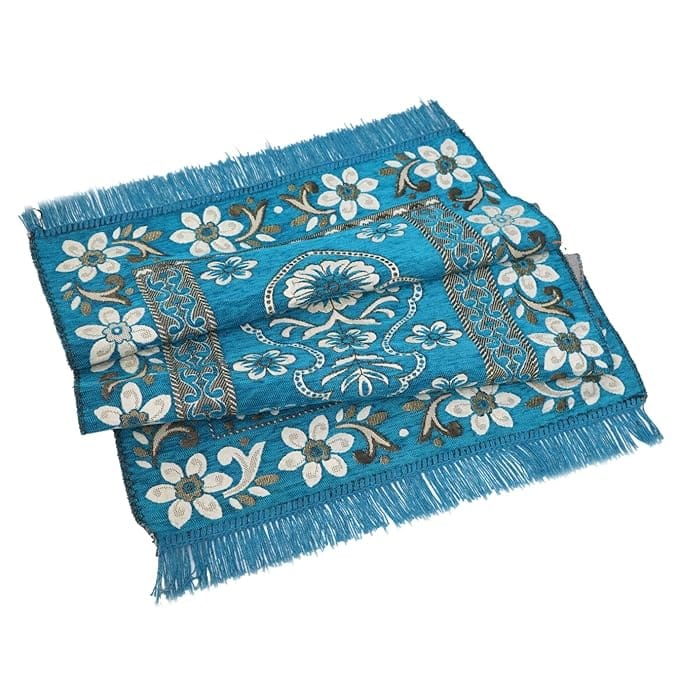  Muslim Prayer Rug, Islamic Prayer Mat Sajjadah Namaz Rug for Salah with Compass Qibla Direction, Blue Floral