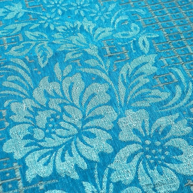 Velvet Floral Sofa Cover Set of 5 Seater | Velvet Sofa Cover 3 Seater and 2 Seater | 10 Piece, Aqua