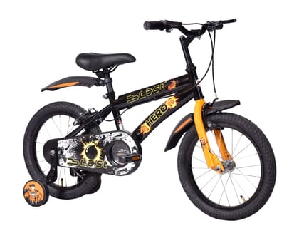 Hero Blast 16T Kids Cycle with Training Wheels and Mudguards | Black | Easy Self Assembly | Age 4 to 8 Years Boys and Girls | 12 Inch Frame, Rigid | 95% Assembled Cycle(Ready to Ride in 5 Min)