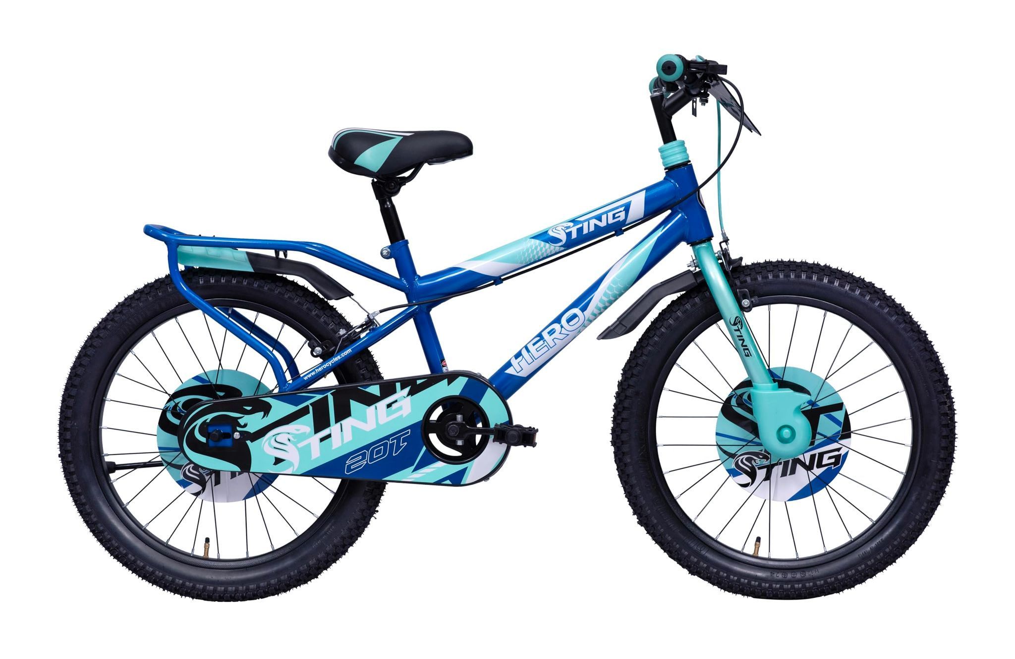 Hero Sting 20T Bicycle for Kids | Internal Carrier | Rigid Suspension | Caliper Brake | Cyan Blue