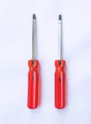 H9 2-in-1 Reversible Screwdriver with Hexagon Shaft And Extra Hard Flat And PH2 Tips as R6100 (Silver, 100mm x 6mm) Set of 2 Pcs