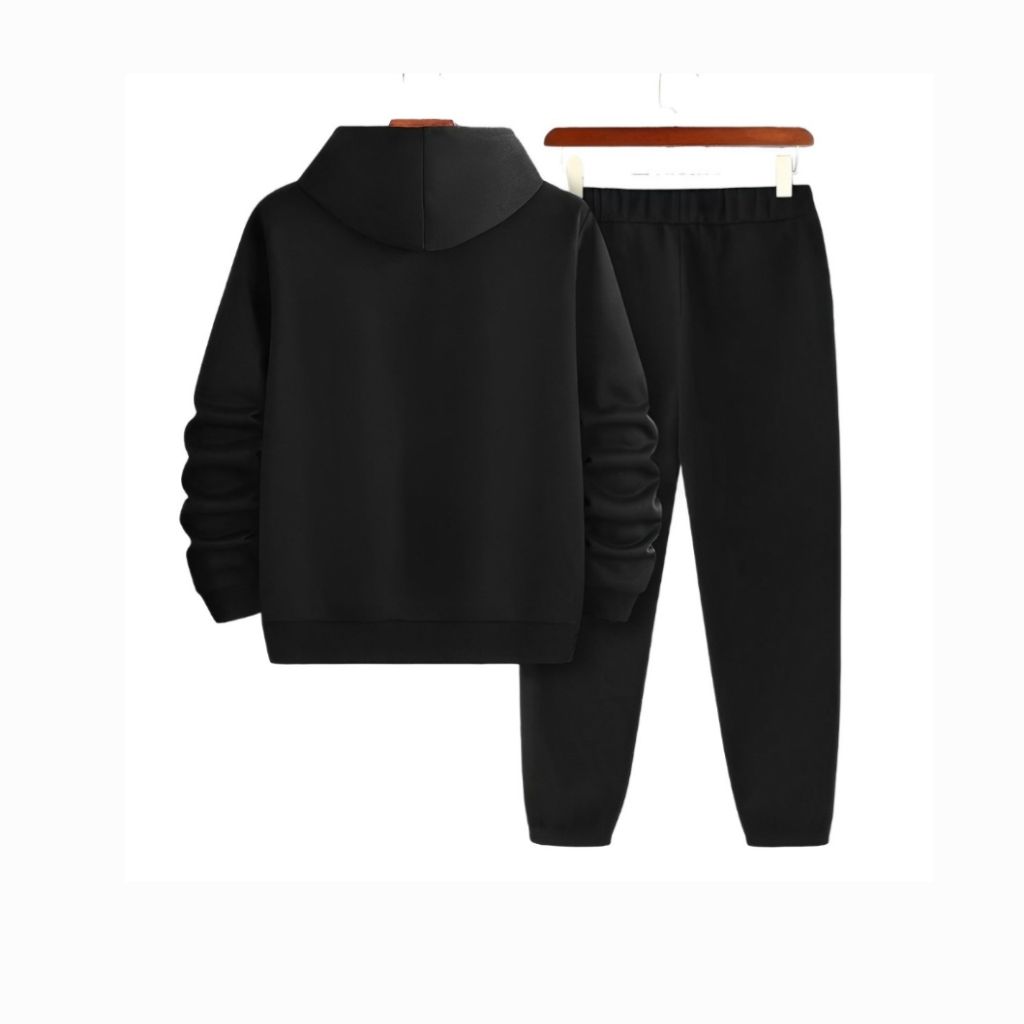 Latest Men HAZAWA Polyester Black Tracksuit for Men | Full Sleeve Hooded Neck | Rose Embroidered