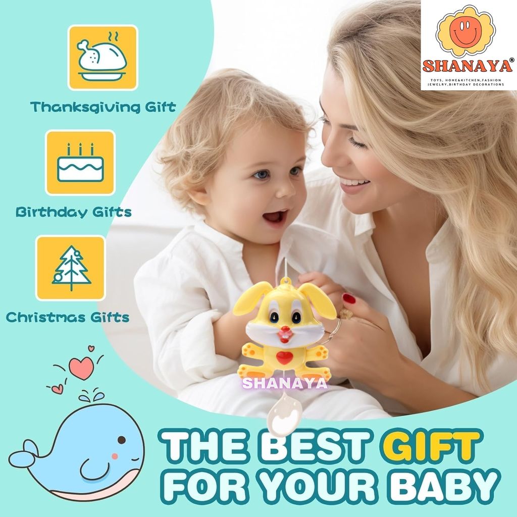 SHANAYA Musical Music Bell for Infant Baby, Toddler and Kids Musical Cradle Bell, Rabbit Model- Color May Vary