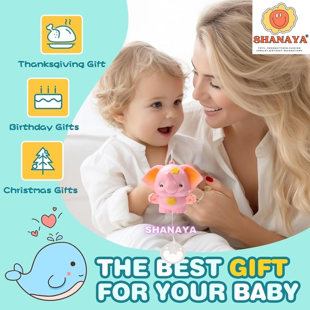 SHANAYA Musical Music Bell for Infant Baby, Toddler and Kids Musical Cradle Bell, Elephant Model- Color May Vary
