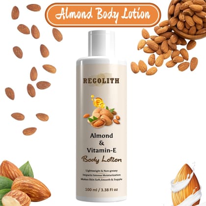 Regolith Almond & Vitamin E Body Lotion - Lightweight, Non-greasy, Intense Moisturizes, Makes Skin Soft, Smooth & Supple - 100ml / 3.38 Fl oz Regolith Almond & Vitamin E Body Lotion - Lightweight, Non-greasy, Intense Moisturizes, Makes Skin Soft, Smooth & Supple - 100ml / 3.38 Fl oz