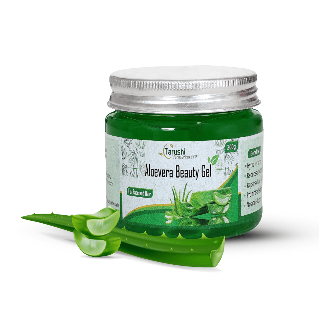 Tarushi Formulations Aloe Vera Beauty Gel - 200g - Hydrates Skin, Reduces Stretch Marks, Repairs Dead Skin Cells, and Promotes Healthy Hair