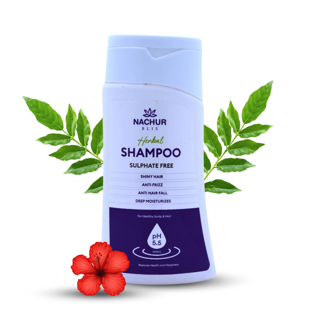 Nachur Herbal Shampoo - 100ml, Sulphate Free, Shiny Hair, Anti Frizz, Anti Hair Fall, Deep Moisturizes