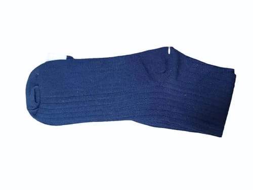 Navy Blue the Calf Socks with White Stripes