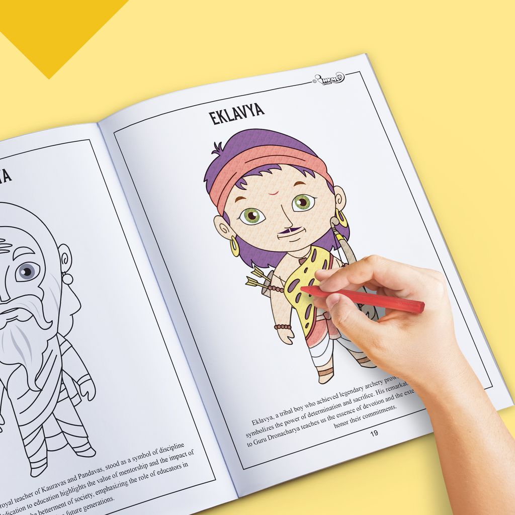 Characters of Mahabharata Reusable Colouring Book | AR Feature