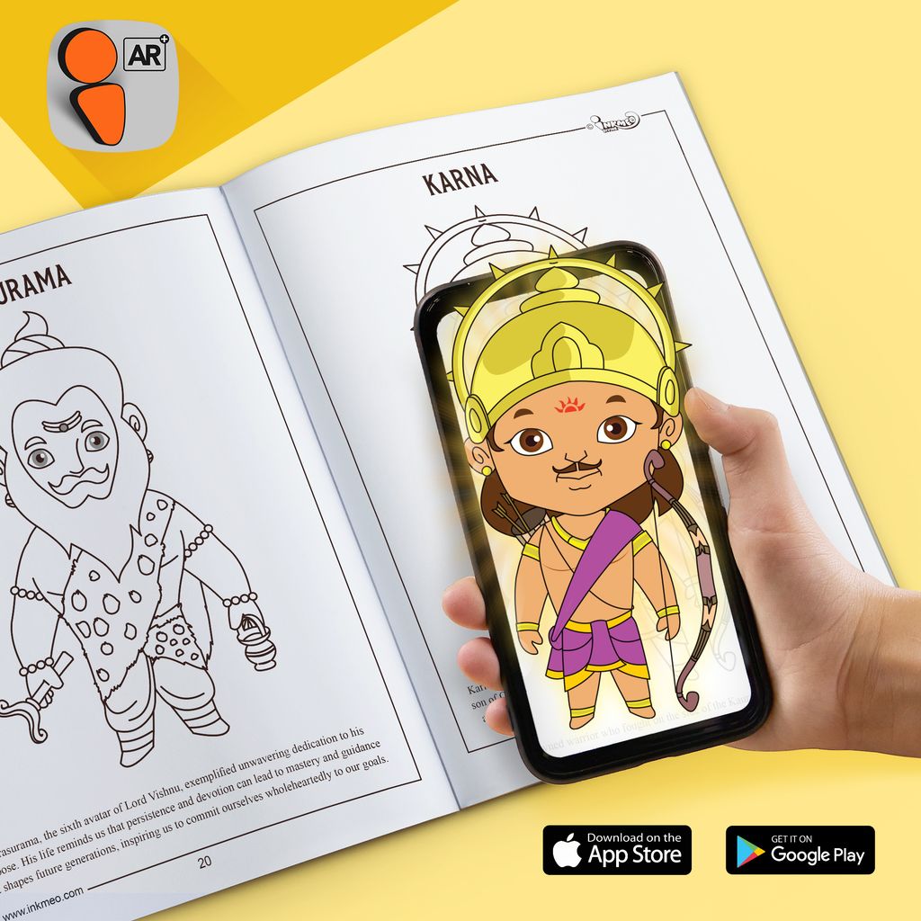 Characters of Mahabharata Reusable Colouring Book | AR Feature