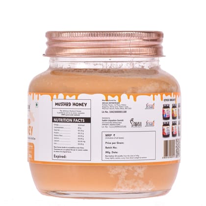 Daichi Mustard Honey - 100% Raw & Unprocessed, Straight from beekeepers, Cruelty-free, No Sugar or Additives 350gm (Pack of 1)