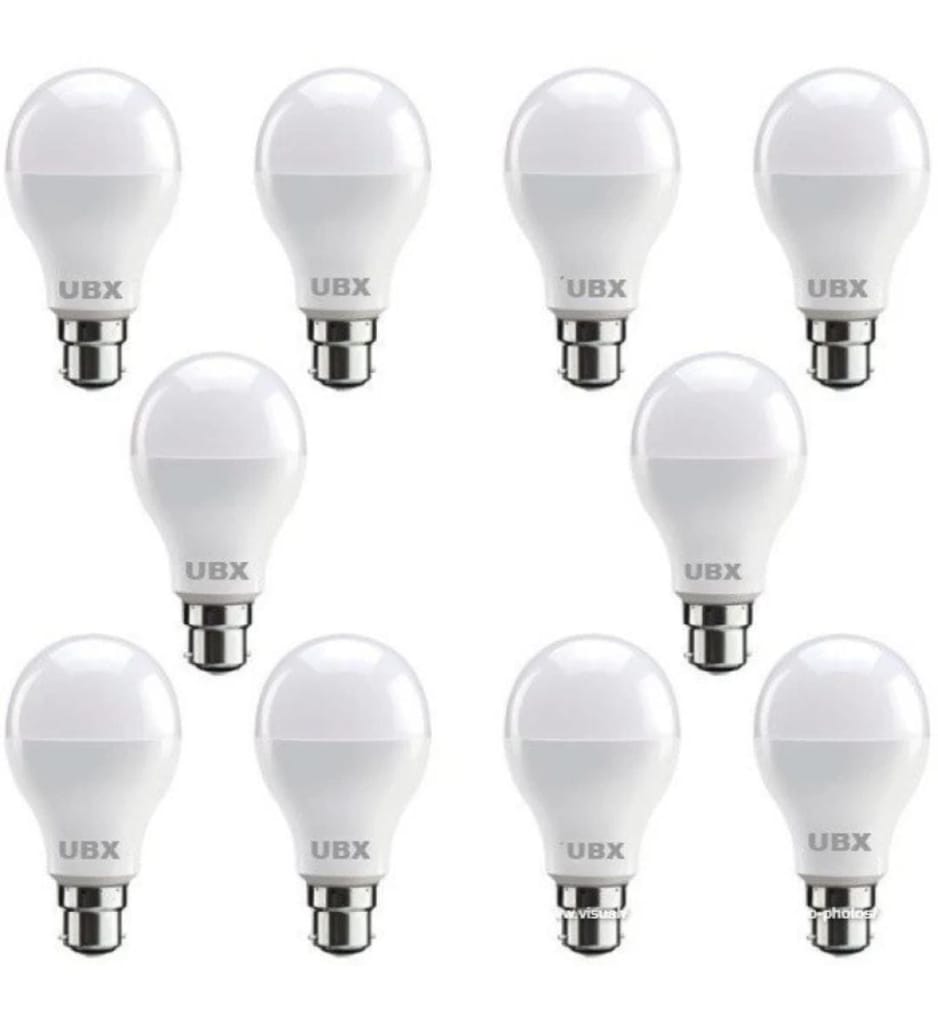 UBX 9W LED B22 Bulb Pack of 10 |Cool Day Light|Upto 4KV Surge Protection |High Voltage Protection |Eco Friendly|Energy Efficient |Premium and Beautiful Lighting for Home and Office| Made in India