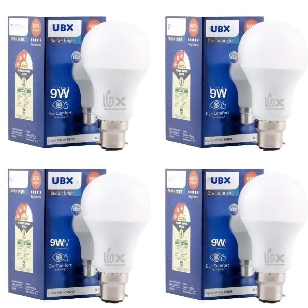 UBX 9W LED B22 Bulb Pack of 10 |Cool Day Light|Upto 4KV Surge Protection |High Voltage Protection |Eco Friendly|Energy Efficient |Premium and Beautiful Lighting for Home and Office| Made in India