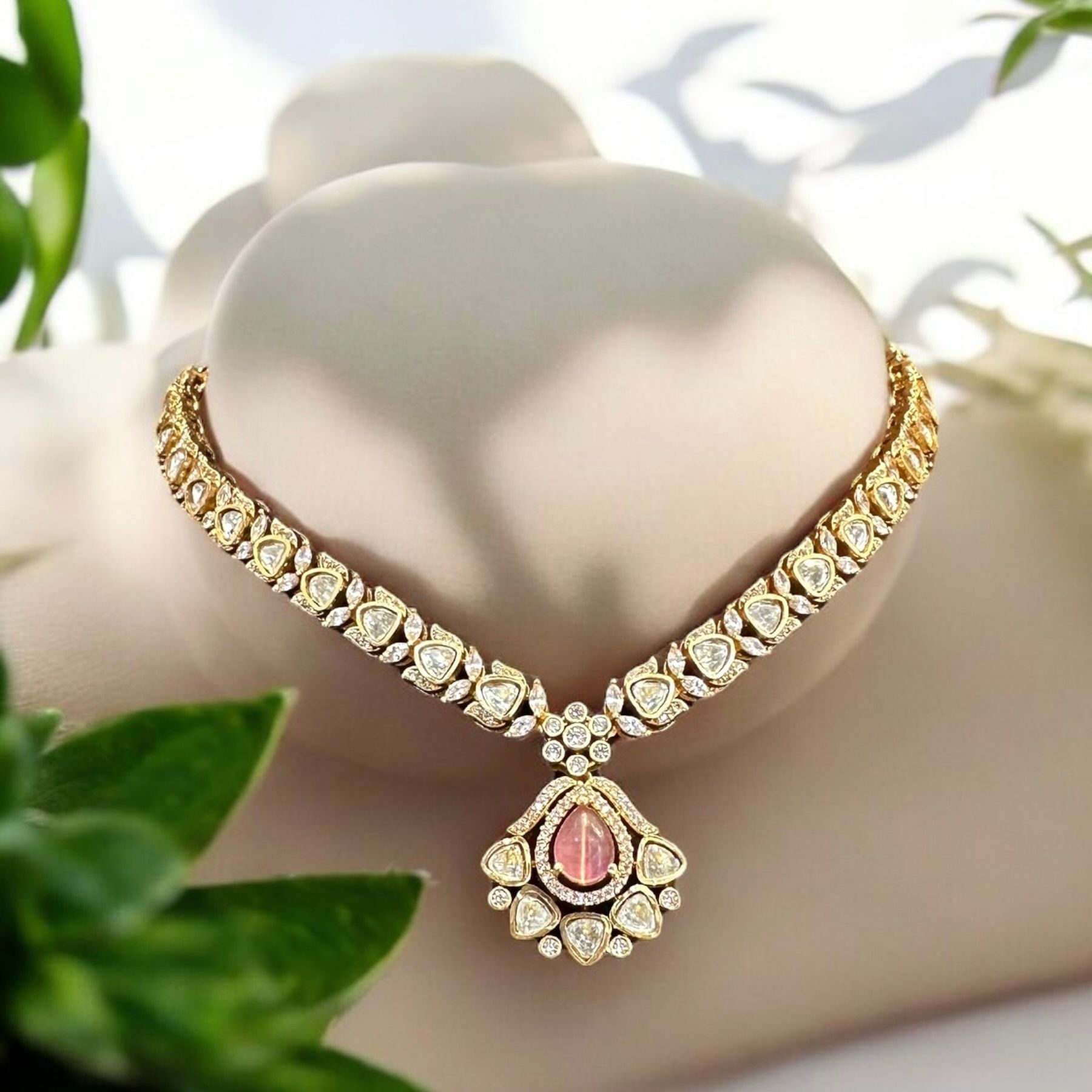 Rosy Dreams Necklace Set By Dia Art Jewels