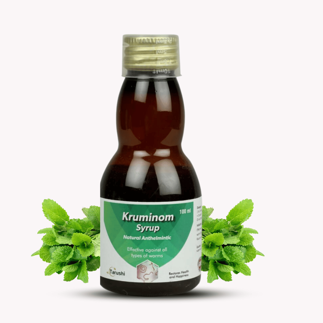 Tarushi Formulations Kruminom Syrup - Natural Anthelmintic, Effective Against All Types of Worms, 100ml
