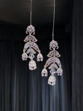 Indian Traditional Ethnic Silver Plated Jhumka Earrings By Dia Art Jewels