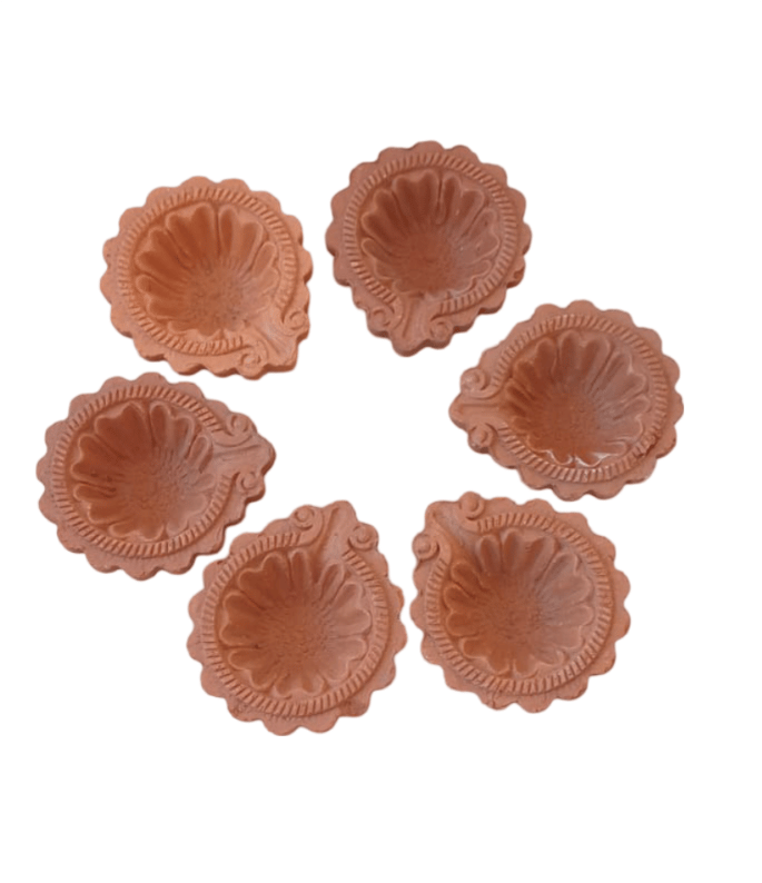 Handmade Clay Diyas for Diwali Decoration - Set of 12