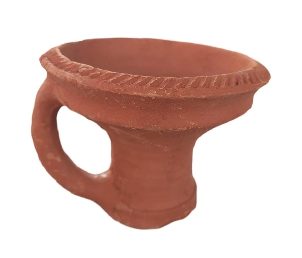 Handmade Clay Incense Burner with Handle