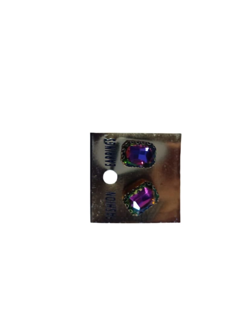 Fashion Earrings, Purple Rhinestone, Gold Plated