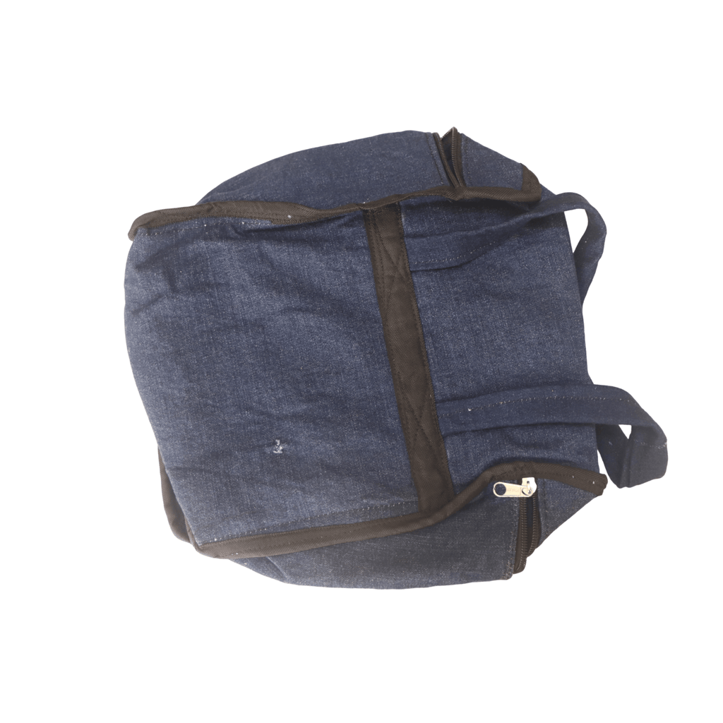 Denim Tote Bag with Zippered Top and Front Pocket