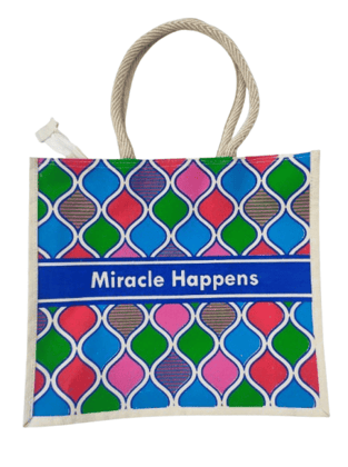 Miracle Happens Printed Jute Bag